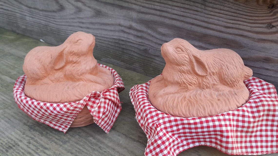 Shallow Red Rabbit Bowl Vintage Ceramic Rabbit Bowl With Lid, Easter Kitchen Decor - Etsy