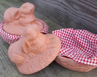 Antique Vintage Little Rabbit Bowl Bunny Rabbit Easter Clay Ceramic Bowl Home Easter Kitchen Home Vintage Terrina Cover Conejo de Arcilla
