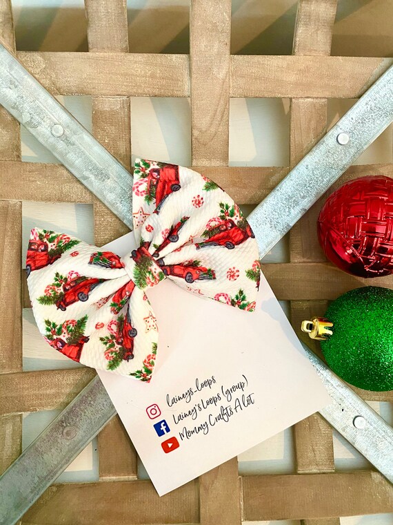 Download Red Christmas Truck Liverpool Fabric Bullet Bow Hairbow Etsy PSD Mockup Templates