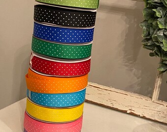 USDR glitter dot ribbon, Swiss glitter dots US designer ribbon, polka dot for bows, glitter (Sold per yard)