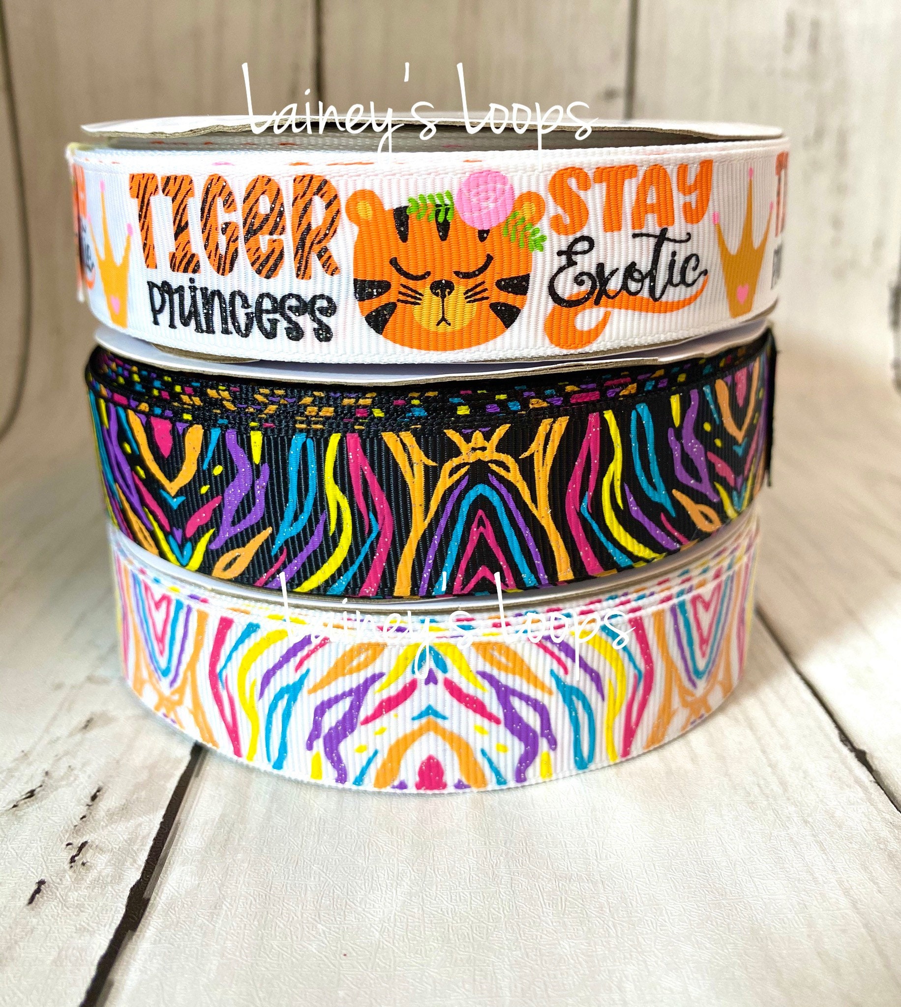 Tiger Princess Ribbon/ Tiger Stripes Usdr/hairbows Rainbow Tiger ...