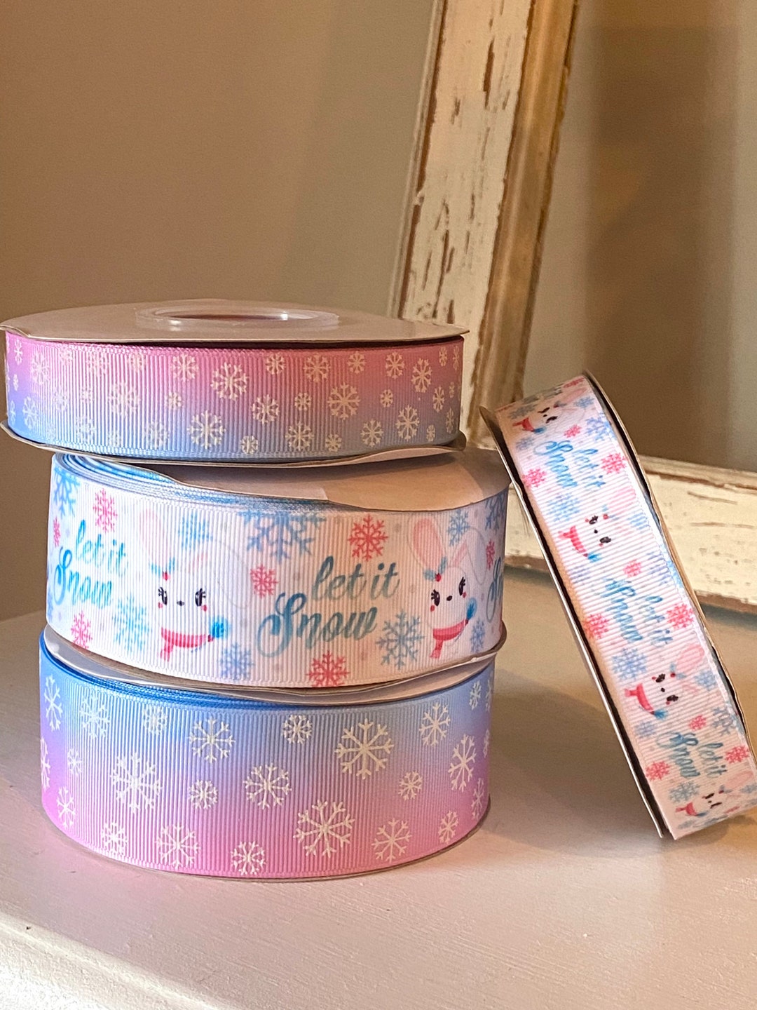 Let It Snow Ribbons, Snow Bunny USDR, Us Designer Ribbon for Bows ...