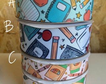 Back to school USDR, school ribbon, pencils crayon ribbon, DIY (Sold per yard)