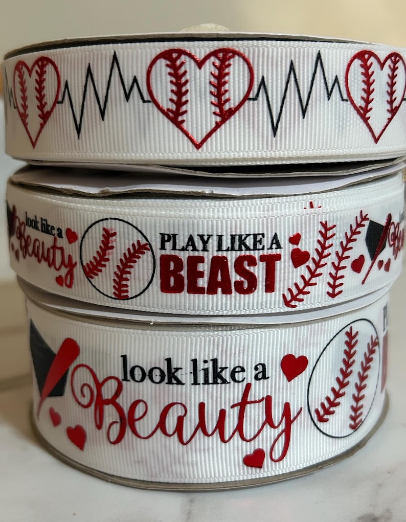 Beauty, Beast Baseball Ribbon, USDR, Bows, Ribbon DIY (sold per Yard ...