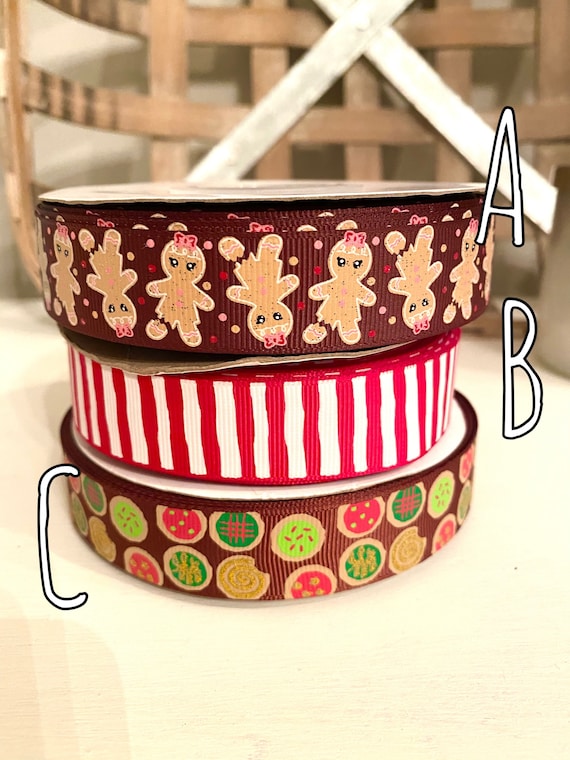 Gingerbread Cookie/ gingerbread girls USDR, ribbon for hairbows (Sold per yard)