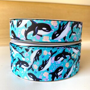 Orca Whale ribbon, USDR, whale ribbons for DIY, crafts, bows, dog collar, keychain ribbon