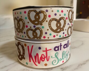 Knot at all salty ribbon, USDR, pretzel ribbon, hairbows diy bows (Sold per yard)