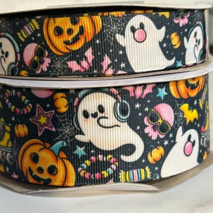 cute headphone bubblegum ghost/ Halloween ribbon/USDR/Diy hairbows
