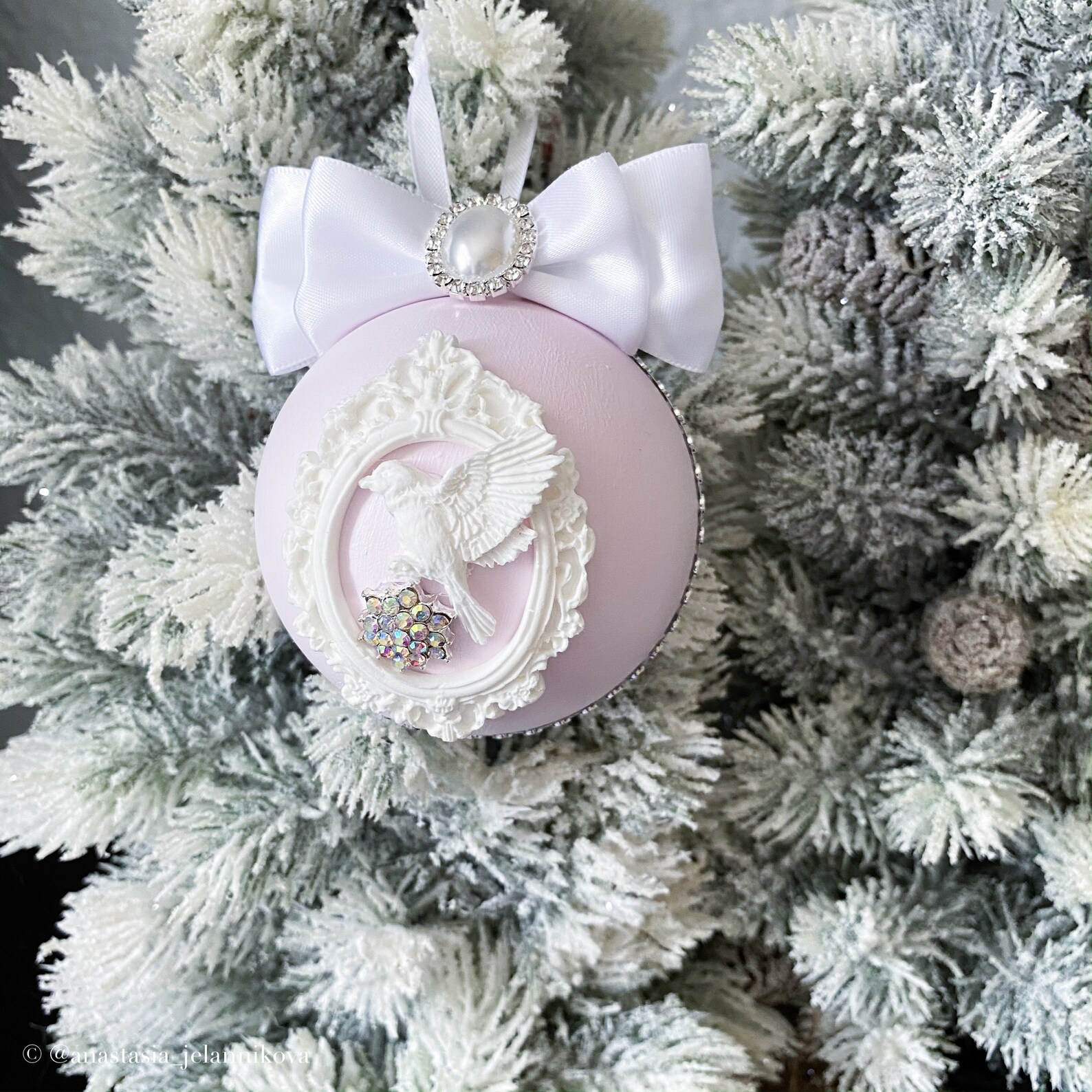 Light Pink Christmas Ornament White Angel Handmade Fairy Etsy