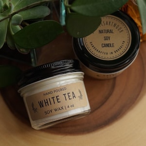 Handmade 4 oz White Tea Natural Soy Wax Candle, Cotton Wick, Natural Candles, Hand Poured, Natural Scent Candles, Natural Soy Wax Base