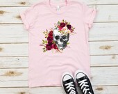Floral Skull Youth Shirt - Cinco de Mayo, Day of the Dead, Sugar Skull, Mexican Halloween Costume, Rose Skull, Girly Skull Youth Shirt.