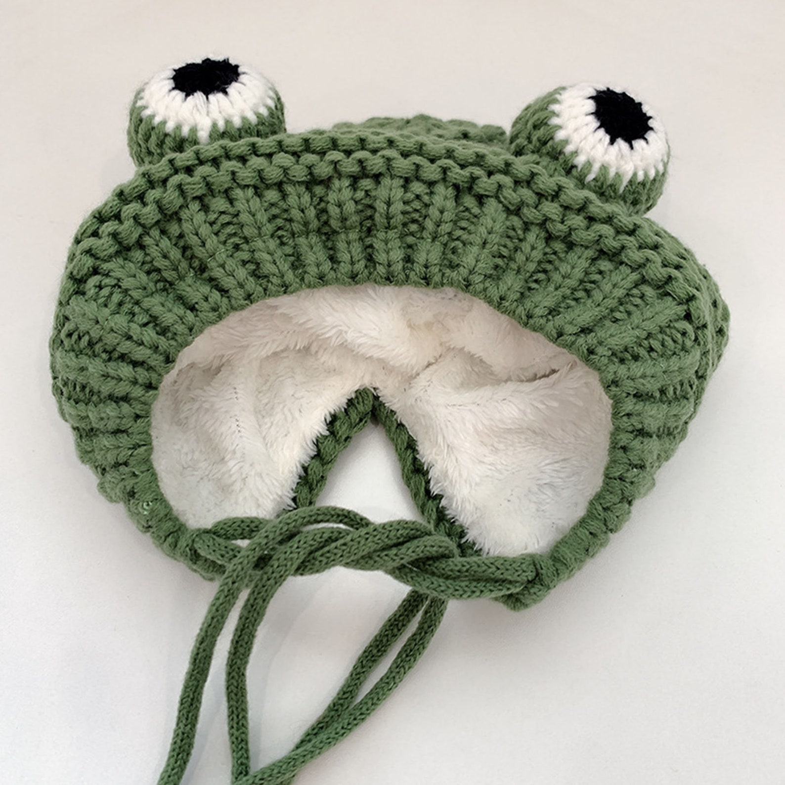 Frog Knitted Hat With Velvet Baby Soft Knitted Hat Etsy