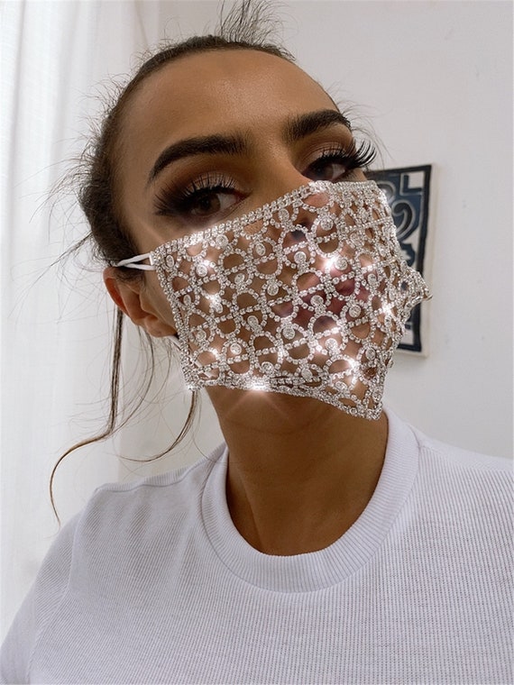 Crystal Face Mask Diamonds Face Mask Rhinestone Face Mask Etsy