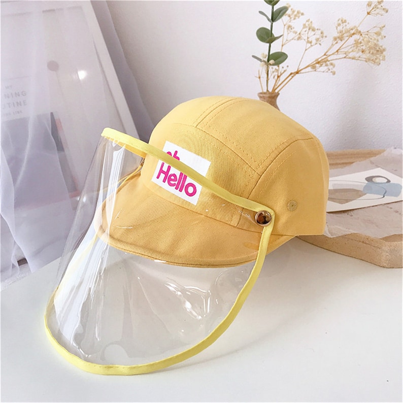 Children Hap With Shield,Cartoon Removable Face Shield Hat,HatCaps For Children. Hello Kids Cap Face Shield Casquette Anti-Dust Baby Cap