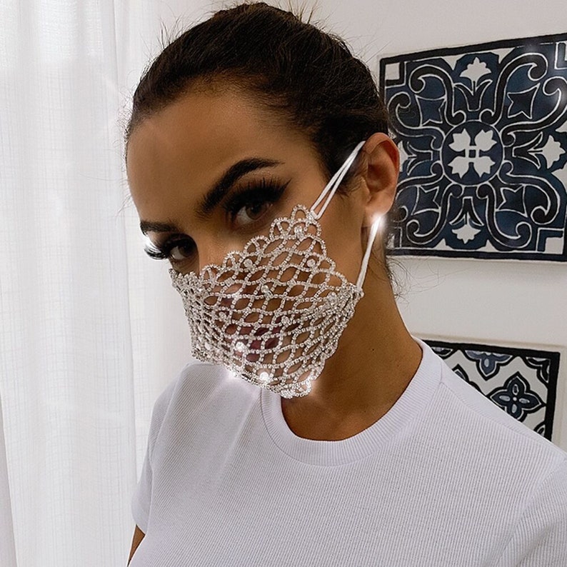 Crystal Face Mask Diamonds Face Mask Rhinestone Face Mask Etsy