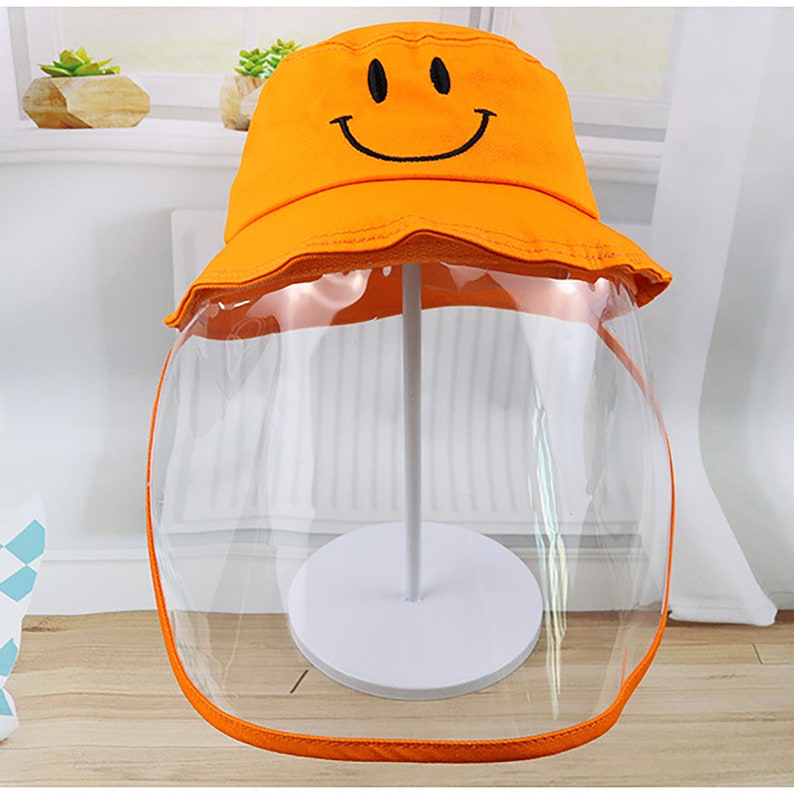 Smiley Face Baseball Cap Removable Face Shield Hat Face Shield Hat Anti-Dust Cap Smile Children Bucket Hat Hat with Shield For Children