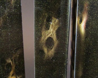 Hybrid Pen Blanks - Stabilized Cholla Cactus set in Swirled Translucent Black and Gold Alumilite ACC Resin