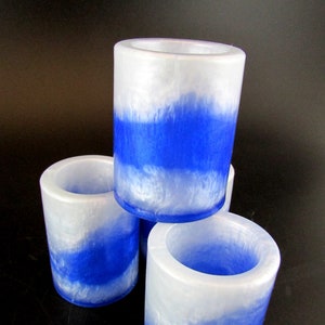 Decorative Resin Shot Glass Shotglass (Toothpick Holder) - Opalescent White & Blue Swirl