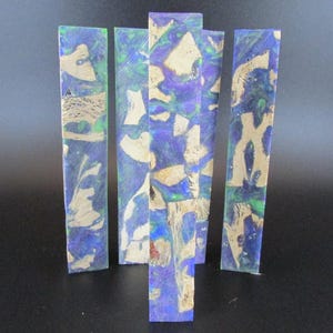 Hybrid Pen Blanks - Stabilized Cholla Cactus Skeleton in Blue, Green & Purple Swirls of Alumilite 'Slow Clear' Resin