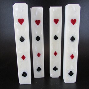 Canetas em branco híbridas - Símbolos de cartas de jogo impressos em 3D (coração, ouro, espadas, paus) em ricos redemoinhos brancos pérola de resina Alumilite 'ACC'