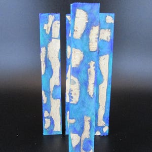 Hybrid Pen Blanks - Stabilized Cholla Cactus Skeleton in Turquoise & Dark Blue Swirls of Alumilite 'Slow Clear' Resin