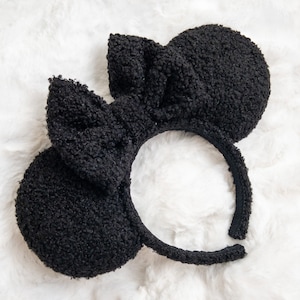 Black fuzzy sherpa teddy bear mouse ears