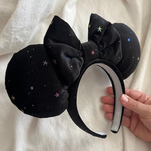Black Velvet Galaxy Mouse Ears - Starry Night Mouse Ears - Black Minnie Ears - Galaxy Mickey Ears