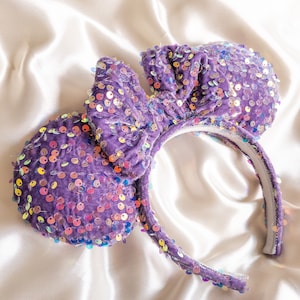 Purple sequin sparkly ears - spring minnie mouse ears, 100th Anniversary Ears -Centennial Celebration ears, purple minnie ears
