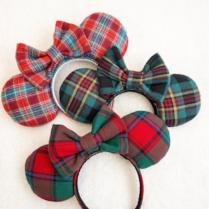 Plaid Christmas mouse ears - Flannel Mouse Ears - Christmas mouse ears