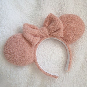 Fuzzy pink sherpa teddy bear mouse ears