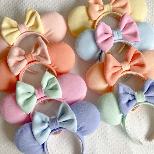 Mix & Match Summer Minnie Ears - Pastel Minnie Ears - summer minnie ears - pink, blue, green, purple, yellow pastel ears