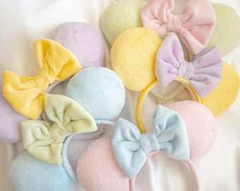 Mix & Match spring pastel minnie ears - Fuzzy pastel mouse ears - Easter minnie ears - pink, blue, green, purple, yellow pastel ears