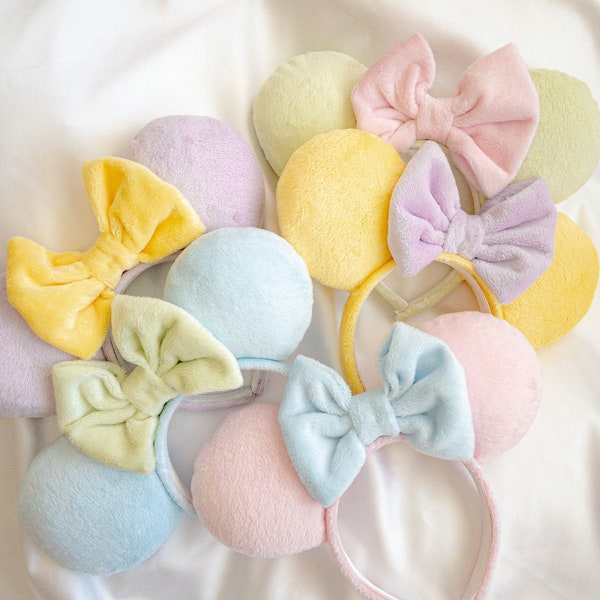 Mix & Match spring pastel minnie ears - Fuzzy pastel mouse ears - Easter minnie ears - pink, blue, green, purple, yellow pastel ears