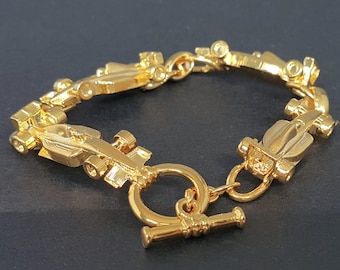 unisex F1 micro car bracelet in 18k gold finish