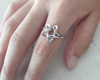 Cursive Star Ring , Handmade
