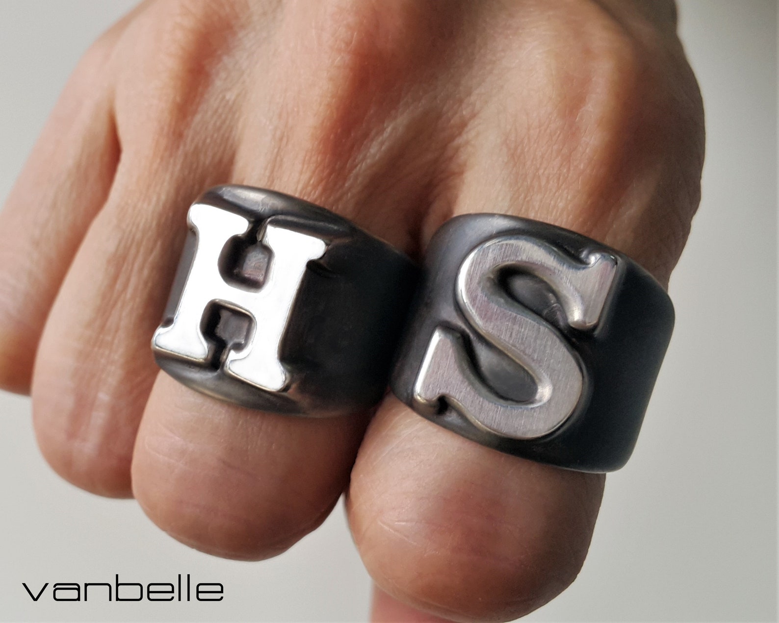 Raised ring. Choose your favorite font. Silver plated Etsy