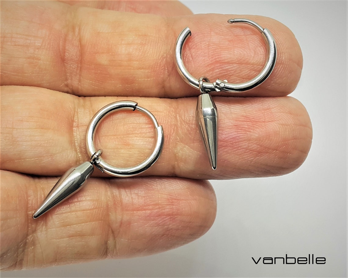 Sentio Silver-Tone Spiked Surgical Steel Clip-On Hoop Earring In Stock! Lucleon - Foto 8