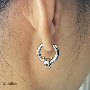 High Polish Stainless Hoop Earrings with single barb-Hoop sizes 10mm, 12 mm , 14 mm, 16 mm