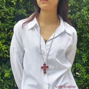 Anime Inspired Cross Pendant on stainless rolo chain