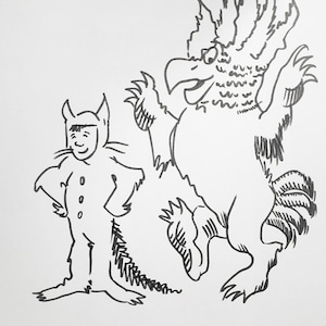 Where the wild things are, illustration, artwork, Sendak illustration art, artwork, children&#39;s art, Maurice Sendak drawing, ink on paper,