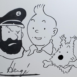The adventures of Tin Tin comic art illustration, Herge artwork, Georges Remi art, Tintín and Snowy Captain Haddock, Les Aventures de TinTin