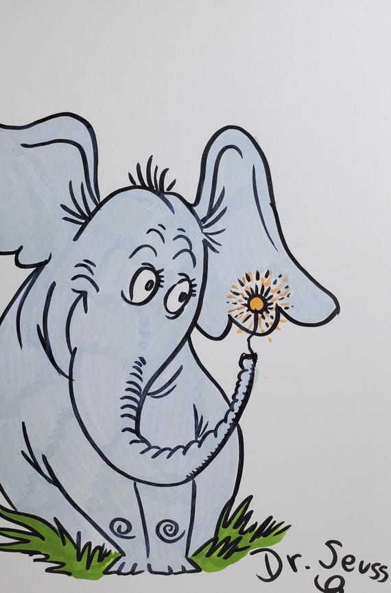 Horton the Elephant Drawing: Dr. Seuss Illustration Art - Etsy