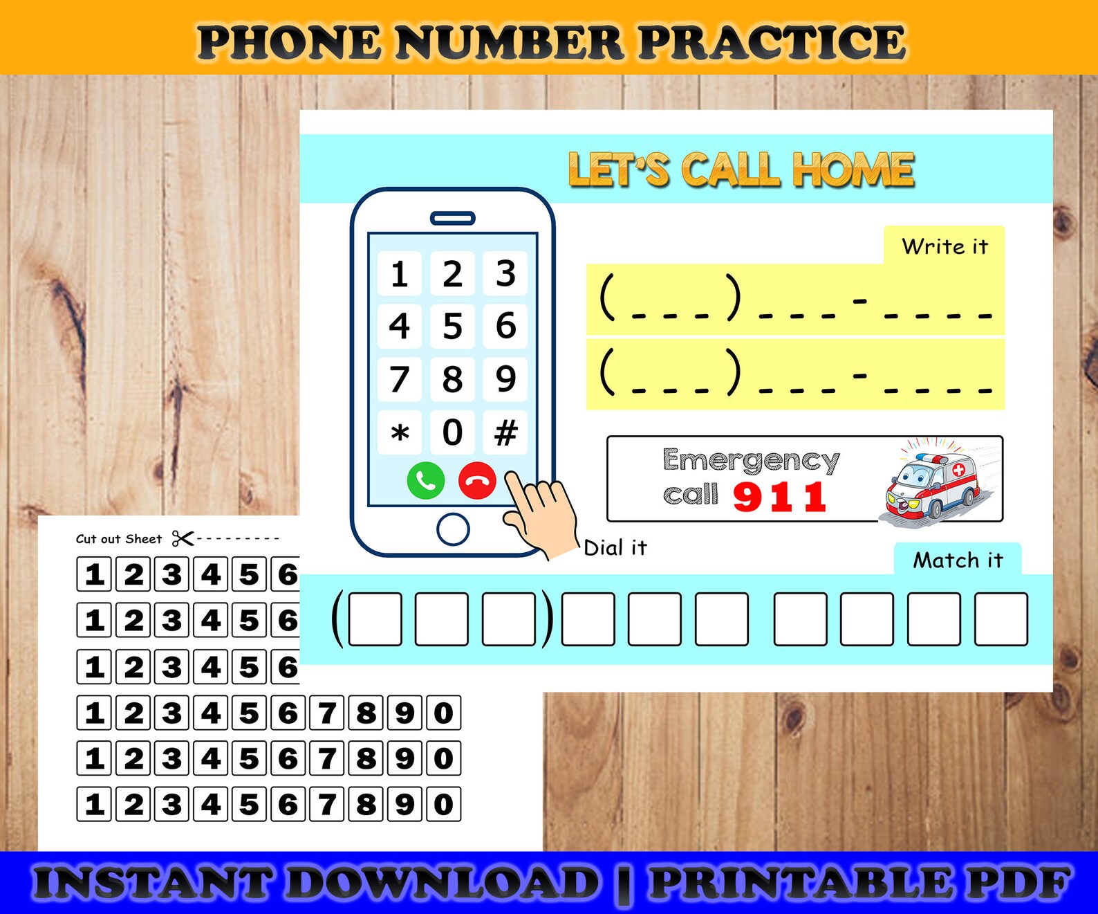 Phone Number Kids Activity, Phone Number Practice, About Me Learning
