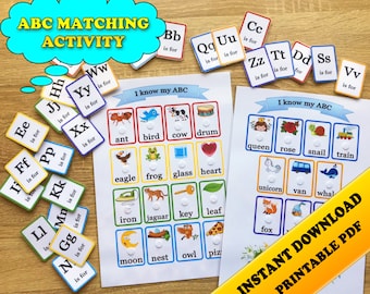 Busy Book Printable Worksheets Set, Matching Activities, Toddler ...