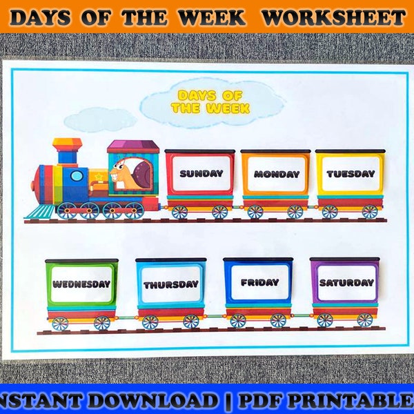 Days of the Week Printable, Busy Book Printable Worksheets Set, matching activities, homeschool, toddler learning binder, daycare learning