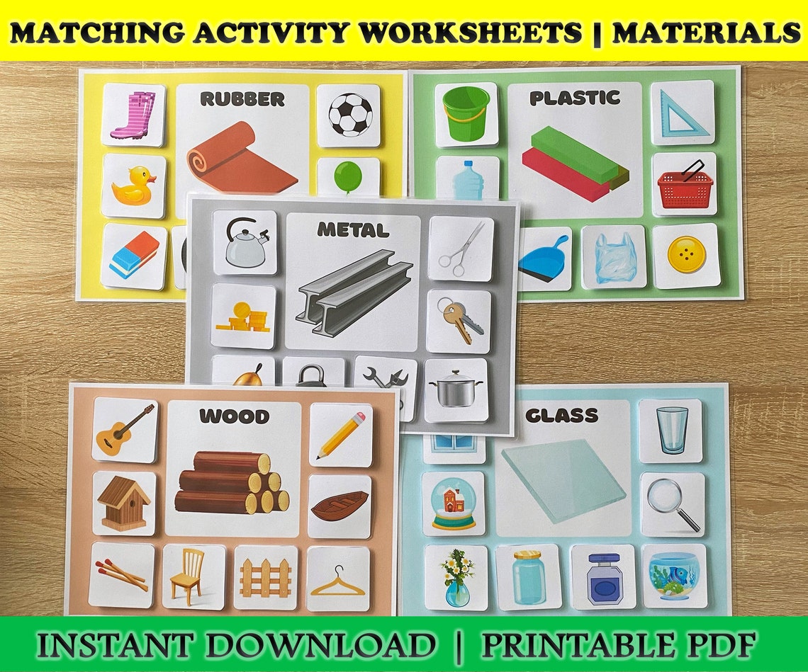 Material Sorting Activity Preschool Homeschool Printable Etsy