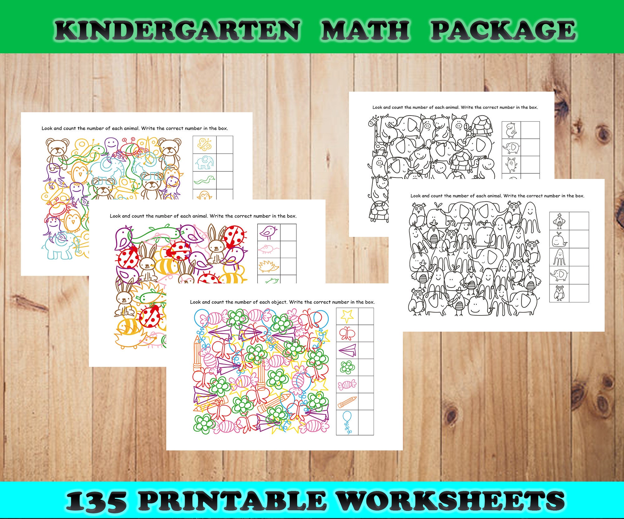 PRINTABLE Kindergarten Worksheet Math activity pages | Etsy