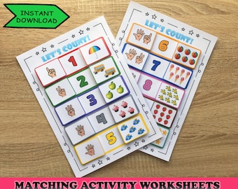 Montessori Math Count and Match Activity Printable Preschool Worksheets Homeschool Kindergarten Preschool Curriculum