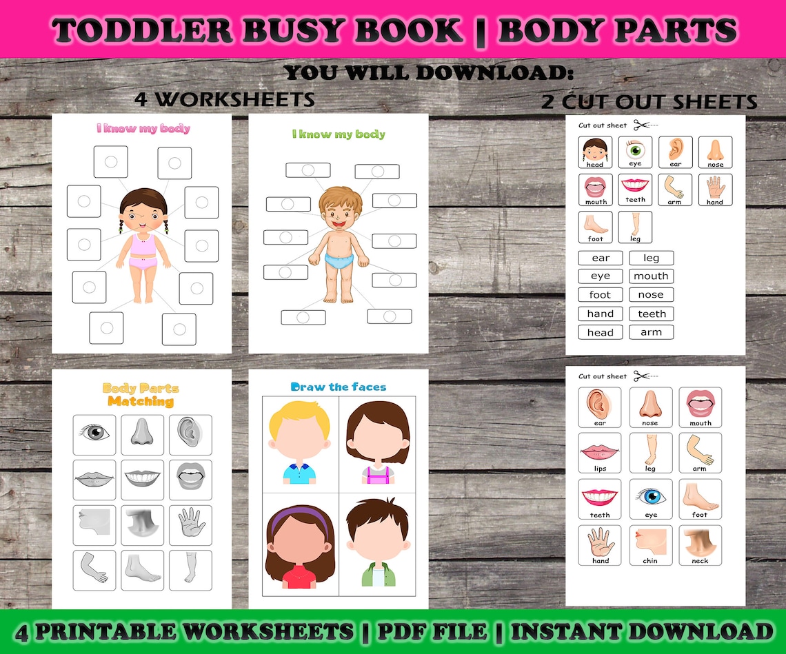 Toddler Busy Book Page Body Parts Matching Toddler Learning Etsy UK