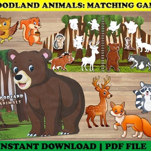 Woodland Animal Busy Book Printable, forest animals, matching game, toddler learning binder, kindergarten, preschool printable